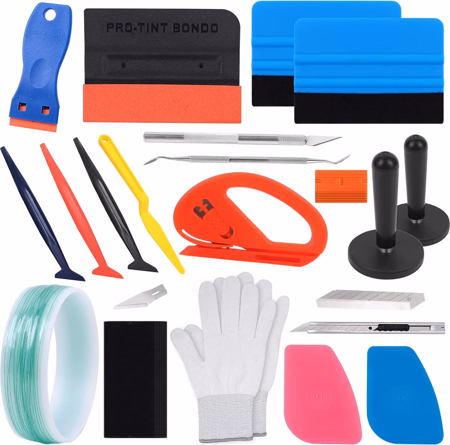 Set di strumenti per l'applicazione di pellicole adesive per auto, composto da 35 pezzi, ideale per l'applicazione di pellicole per carrozzeria e vetri