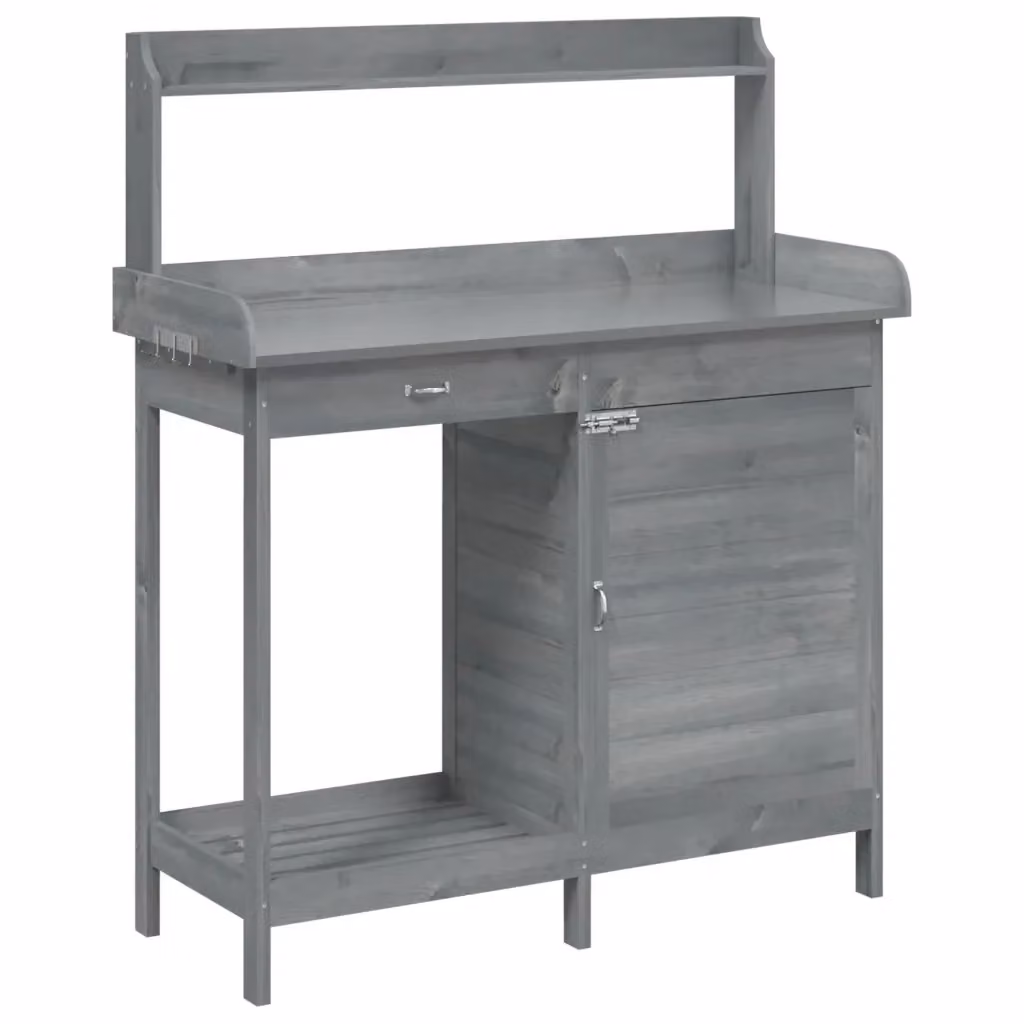 Tavolo Invaso con Mobile-Fioriera Multifunzione Design Mania in Abete Grigio L: 110,5 cm, P: 45 cm, H: 124,5 cm – 2