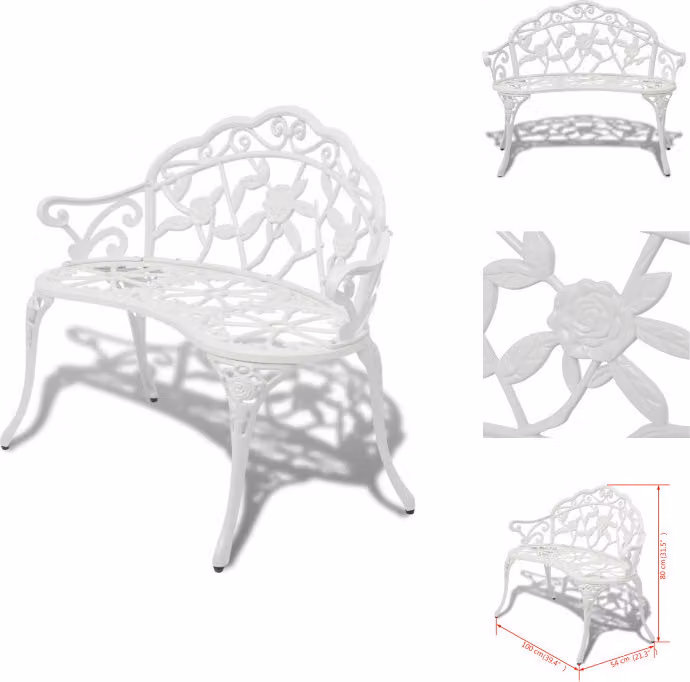 vidaXL Panchina da giardino 100 cm in fusione di alluminio bianco - Panchine da giardino