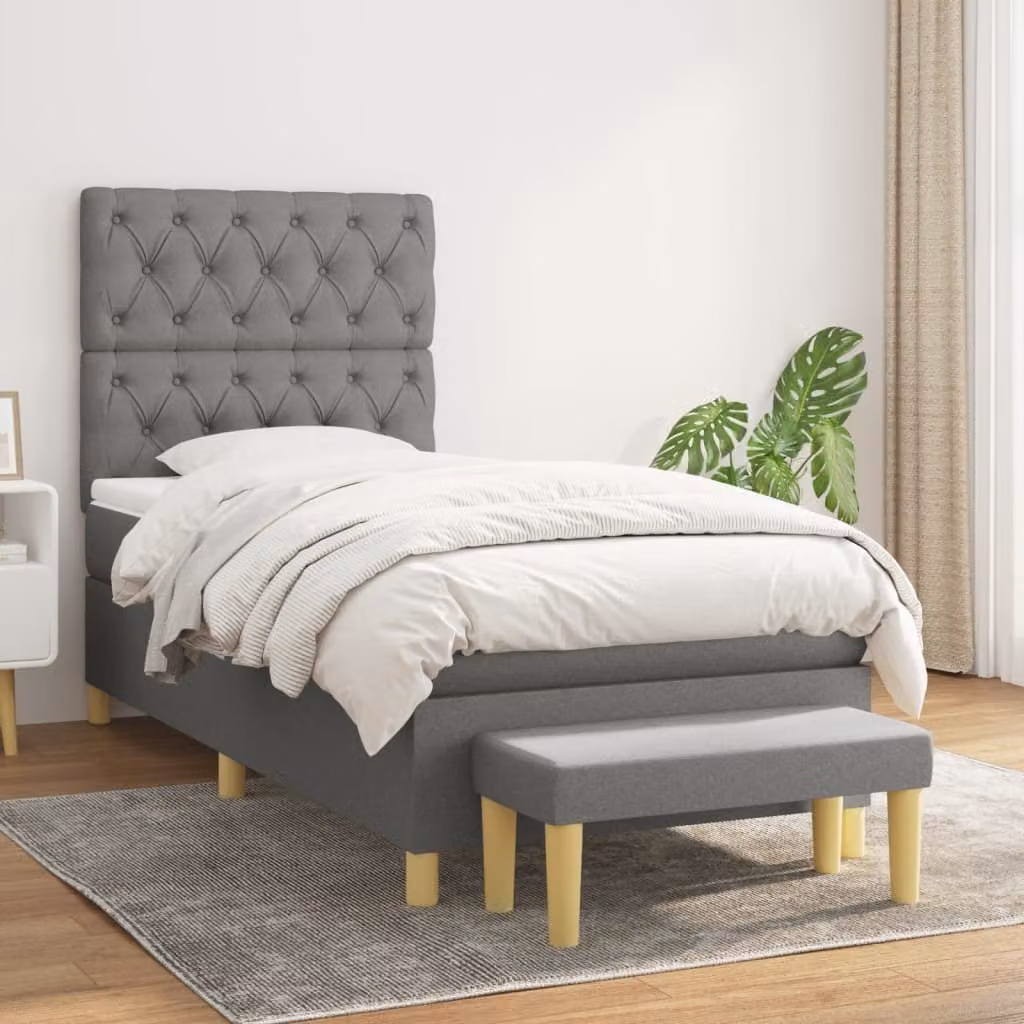 Maison Exclusive - Giroletto a Molle con Materasso Grigio Scuro 80x200 cm Tessuto