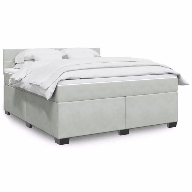 vidaXL Giroletto a Molle con Materasso Ibrido in Velluto Grigio e Bianco L/P: 180 x 200 cm