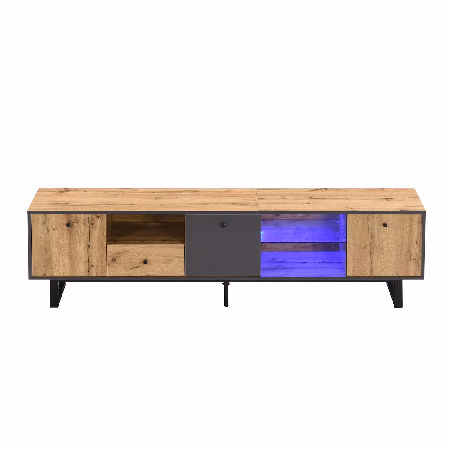 Mobile TV Moderno Aosom con Illuminazione LED Integrata, Ripiani in Vetro e Cerniere Ammortizzate, L/P/H: 190 x 40 x 50 cm – 2
