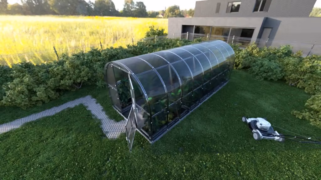 Serra da giardino KLASIKA ARCH con struttura in acciaio zincato e rivestimento in policarbonato trasparente da 18 m², L: 6 m, P: 3 m – 2