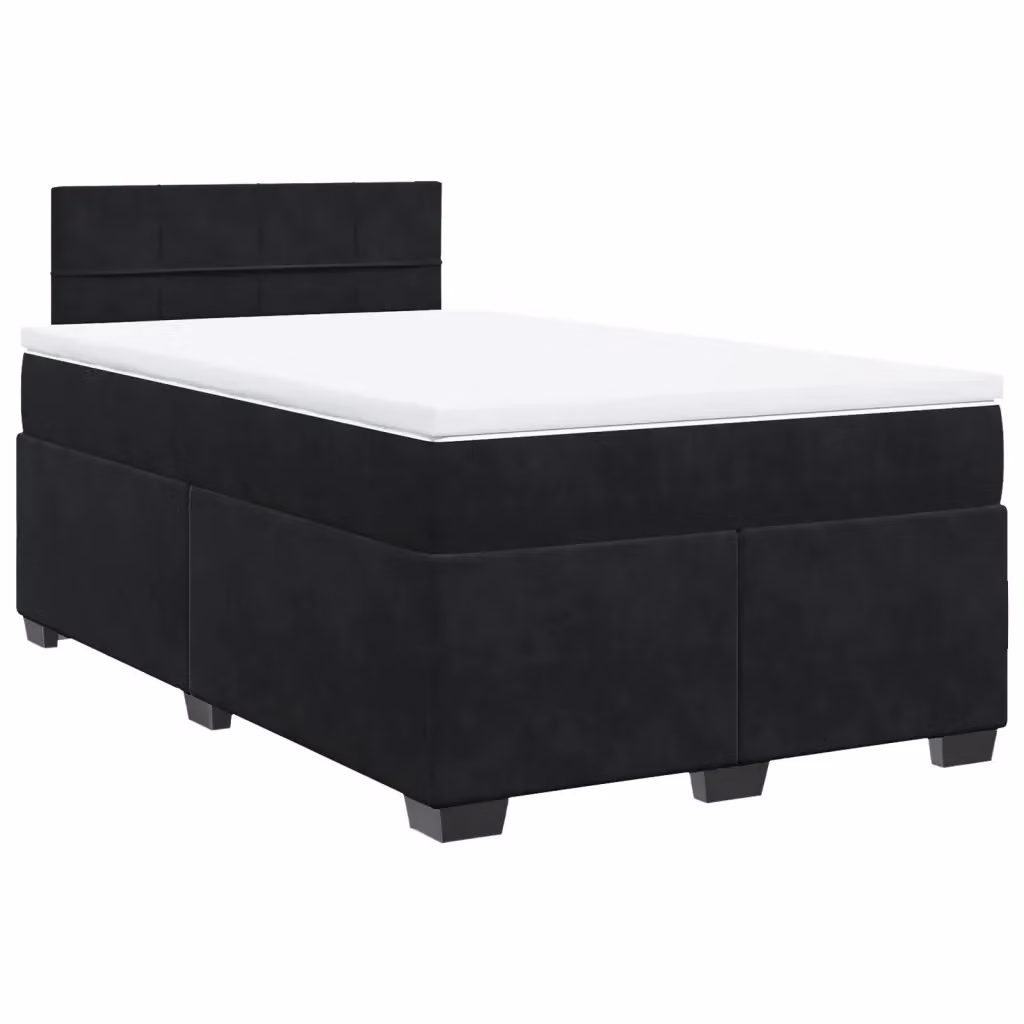 Letto Ibrido vidaXL con Giroletto a Molle e Materasso in Velluto Nero e Bianco L/P/H: 120 x 200 cm – 2