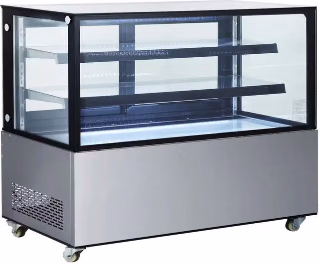Vetrine refrigerate Hendi in acciaio inox e vetro, colore argento, con 2 ripiani