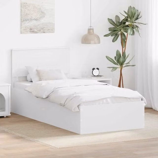 vidaXL Struttura del letto moderna in legno ingegnerizzato Bianco L/P/H: 190 x 90 x 21,78 cm