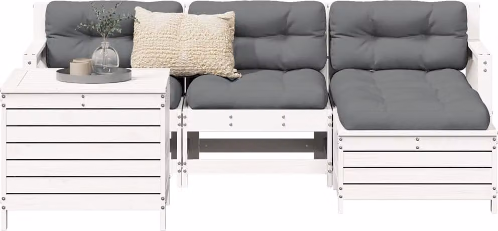 Maison Exclusive - Set Salotto da Giardino 5 pz Bianco in Legno Massello di Pino