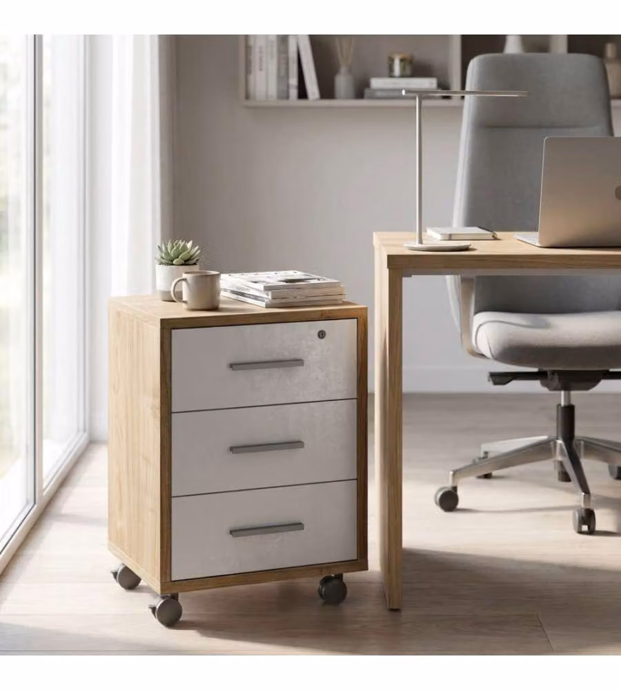 Cosma Mobile 3 Cassetti su Ruote Noce Stelvio e Bianco 51x41x71 cm