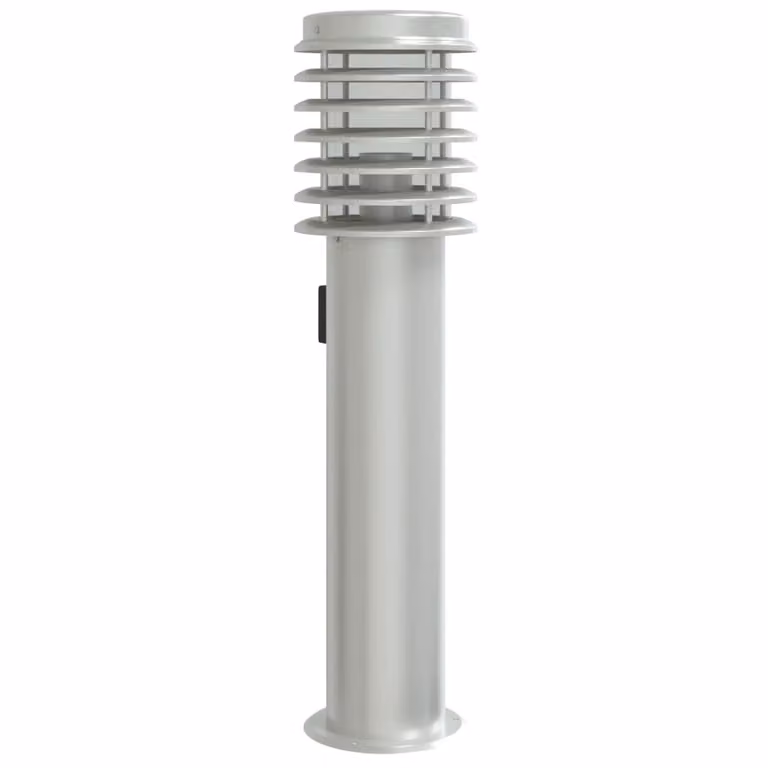 Lampada da Terra per Esterni con Presa Argento 60 cm in Acciaio