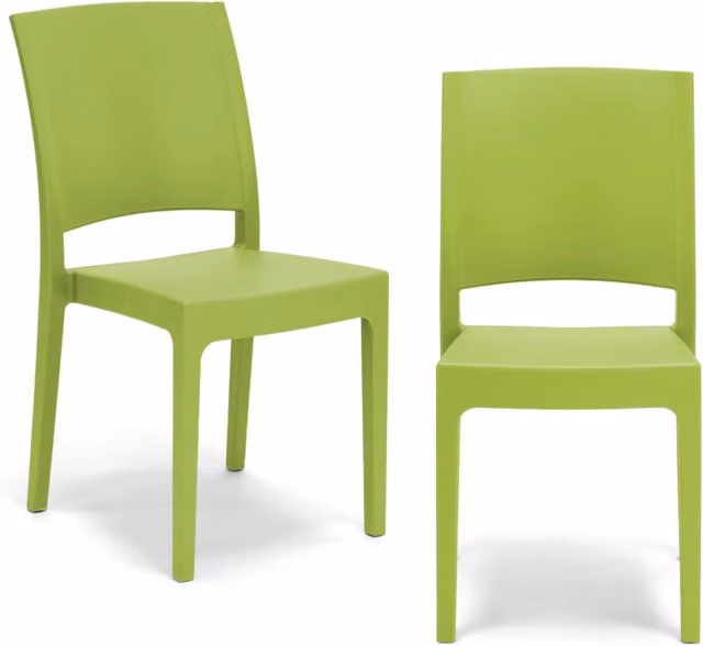 Set di 2 sedie in polipropilene FLORA Redokasa, design moderno impilabile e resistente ai raggi UV, colore Verde Lime