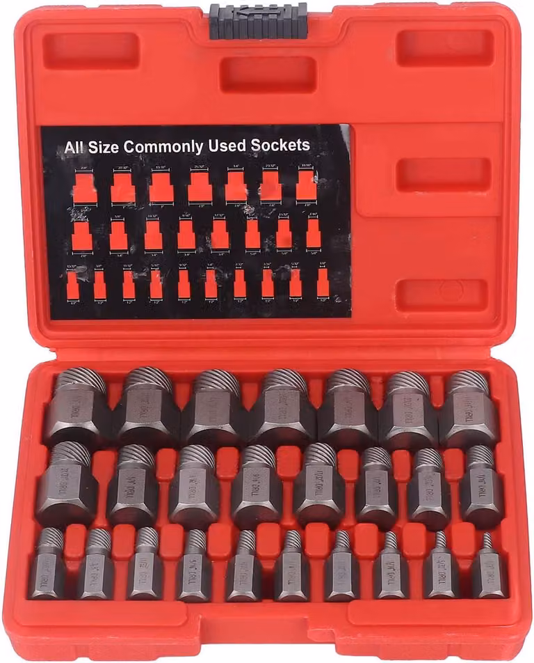 Set di estrattori per viti, 25 pezzi, per la rimozione di viti, in acciaio cromo-molibdeno, ideale per cassetti degli attrezzi