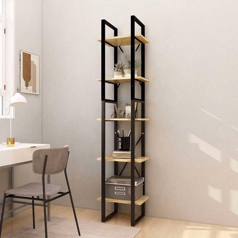 Libreria industriale vidaXL in legno di pino e metallo, colore marrone, L 40 cm x P 30 cm x H 175 cm