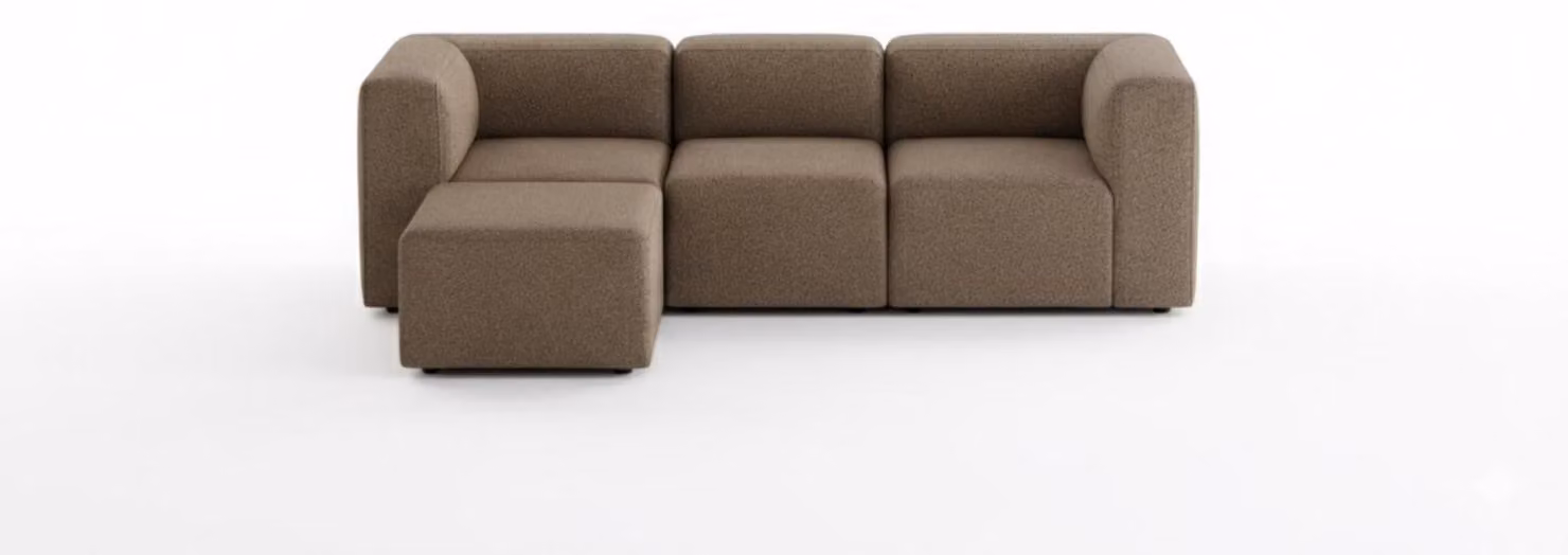 Divano chaise longue Cubic M girato a destra o a sinistra di colore marrone.