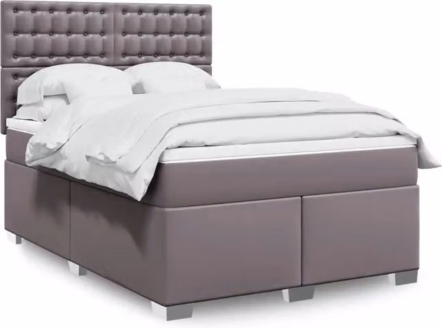 Letto a molle con materasso vidaXL in similpelle grigio e bianco L/P: 160 x 200 cm