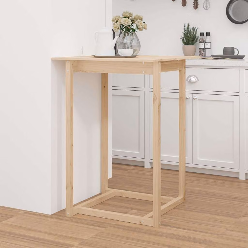 vidaXL Tavolo da Bar Quadrato in Legno di Pino Rustico, Colore Marrone/Beige, L 80 x P 80 x H 110 cm