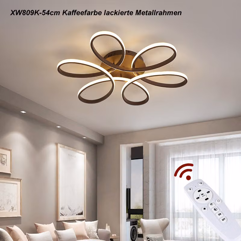 Lampada da soffitto a LED XW809K -54cm 120W con telecomando Colore luce/luminosità regolabile dimmerabile Struttura in metallo laccato color caffè