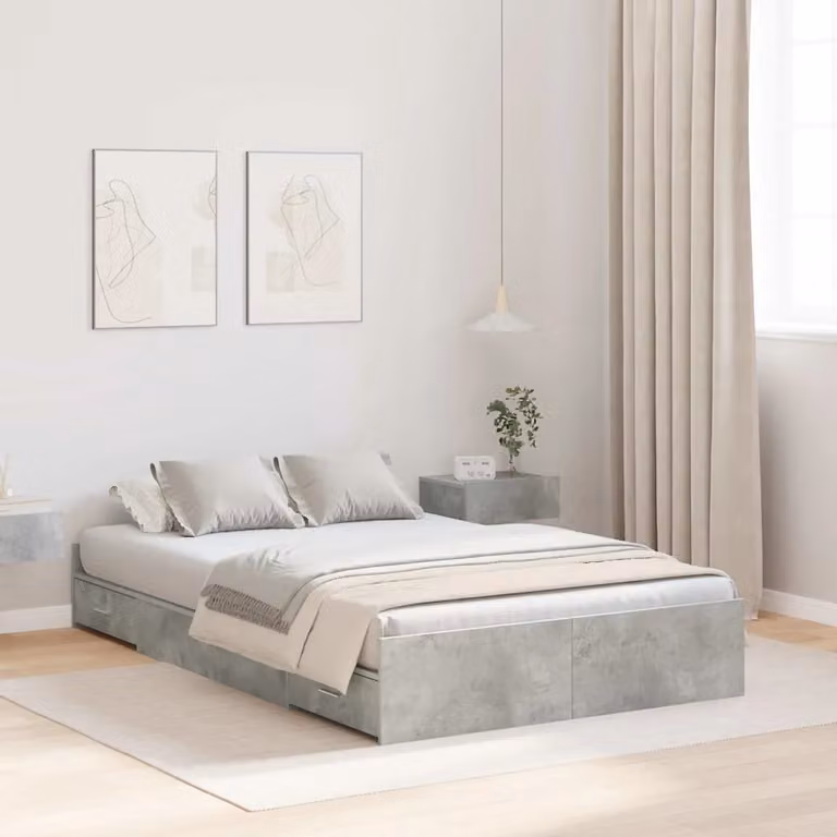 vidaXL Struttura letto con contenitore in legno e MDF Grigio, L: 120 cm, P: 200 cm, H: 193 cm