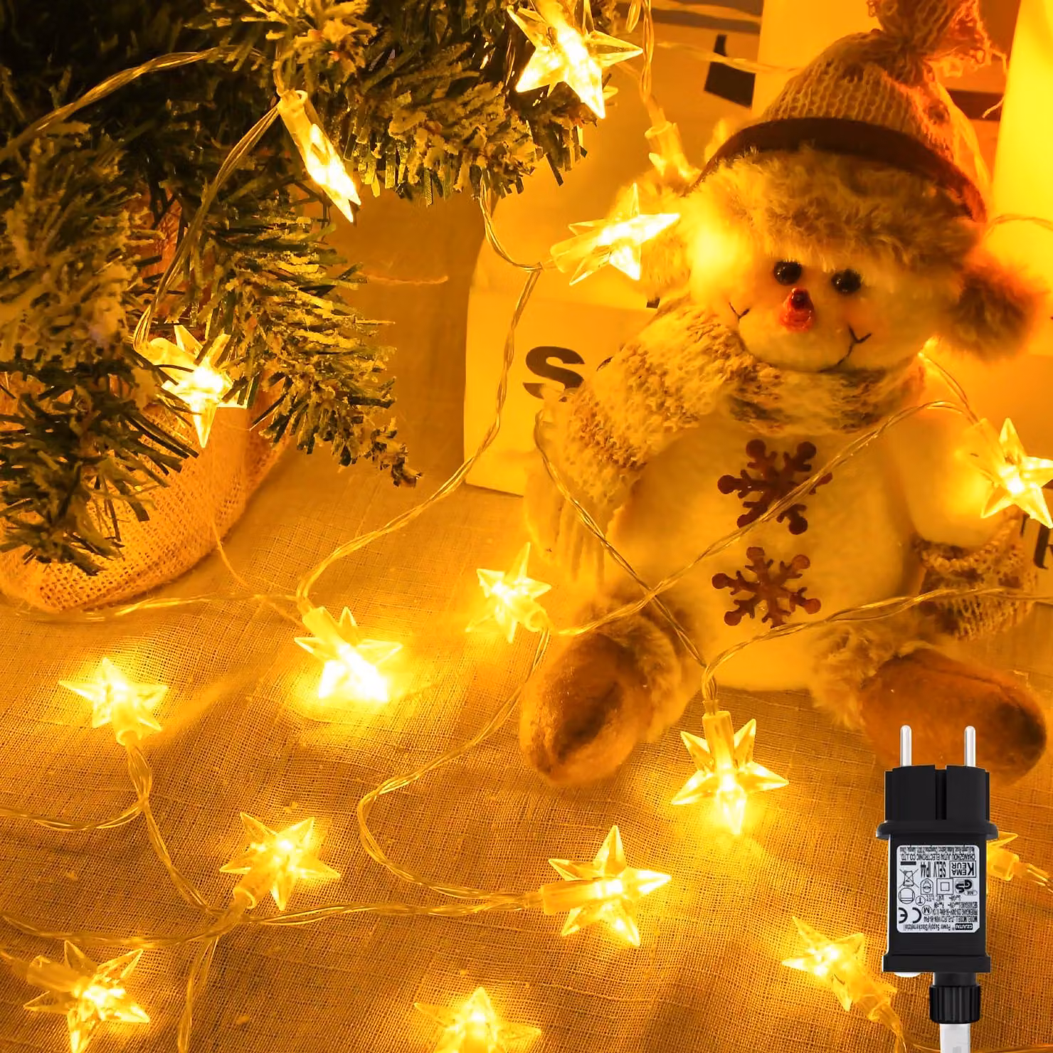 Catena luminosa a stella, 15 metri, 100 LED, grado di protezione IP65, 8 modalità, timer