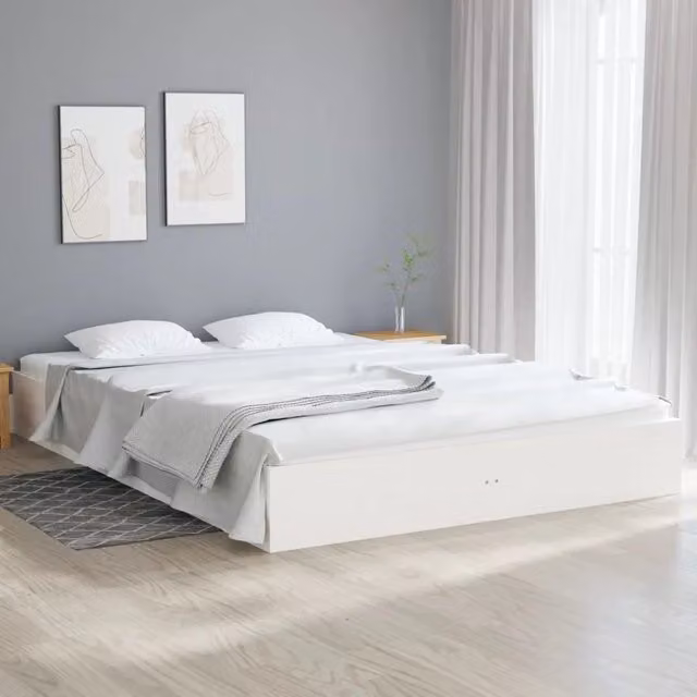 Letto con giroletto vidaXL in legno massello di pino bianco L/P/H: 200 x 200 x 23 cm