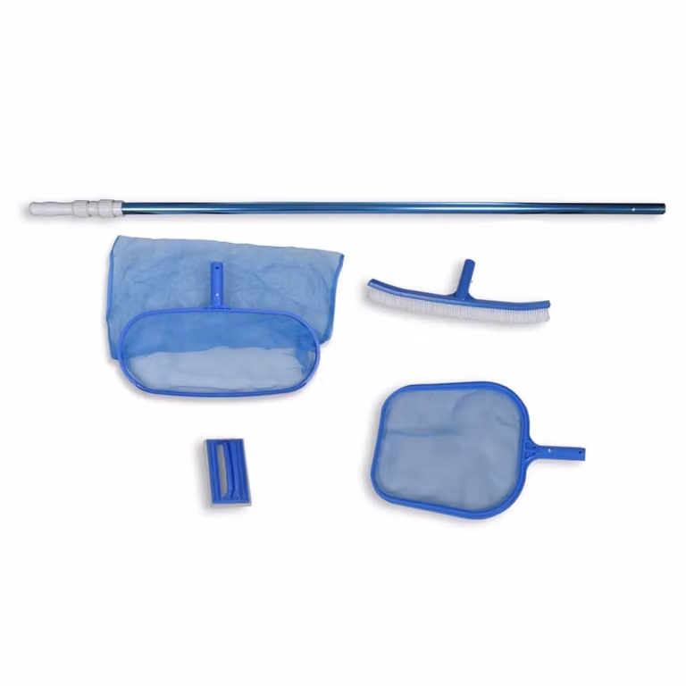 Set per la pulizia della piscina con rete a spazzole e palo telescopico