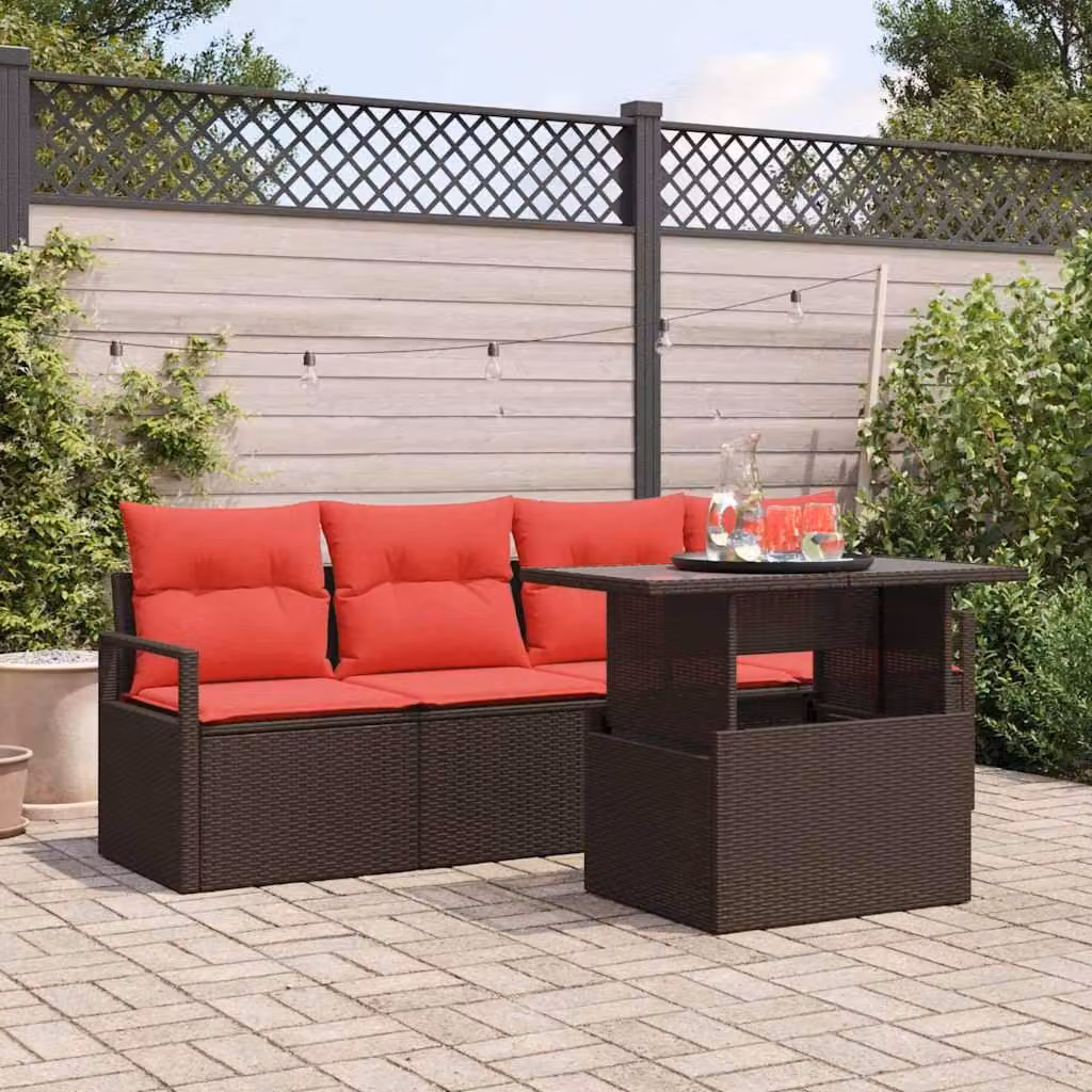 Maison Exclusive - Set di divani da giardino, 5 pezzi, color marrone, in rattan sintetico