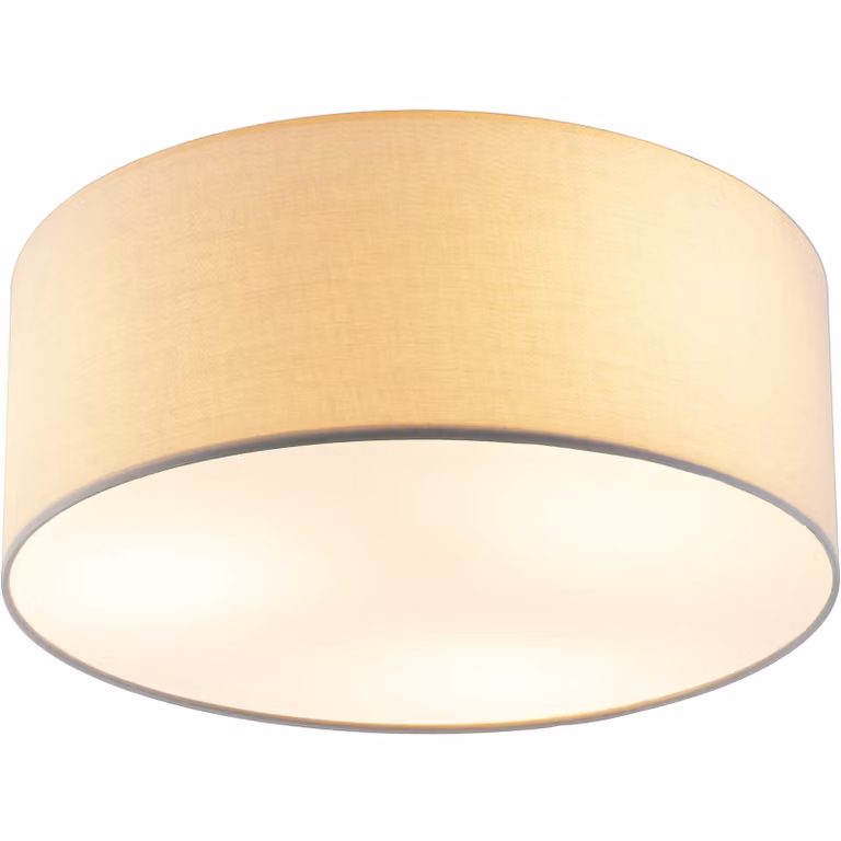 Plafoniera a soffitto Tectake Circum in metallo e tessuto grigio e beige con paralume rotondo e attacco E27, Diametro: 40 cm