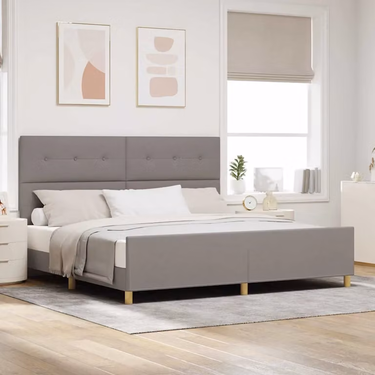 Struttura del letto con testiera Talpa vidaXL in tessuto e legno, L/P: 200 x 200 cm