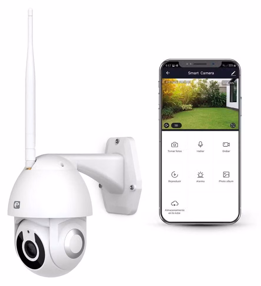 Garza - Telecamera di sicurezza Wi-Fi intelligente per esterni, con visione a 360 gradi e risoluzione 1080P