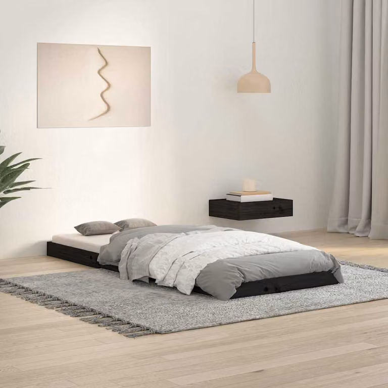 vidaXL Giroletto Singolo in Legno Massello di Pino Nero L: 79,0 cm, P: 193,5 cm