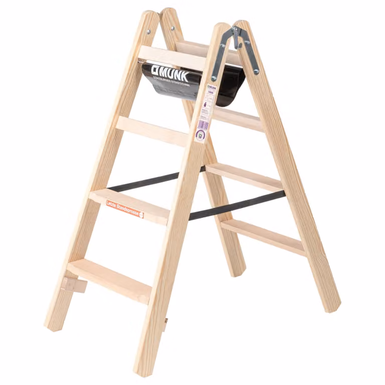 MUNK Holz-Stufen-Stehleiter beidseitig 2x4 Stufen 150 kg