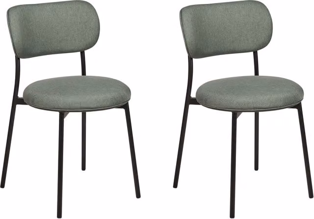 Set di 2 sedie da pranzo Verde Sedute in poliestere Gambe in metallo senza braccioli per la sala da pranzo Cucina
