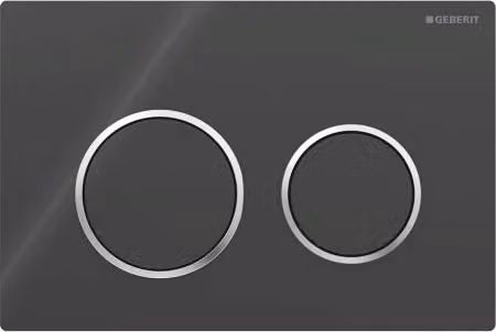 Placca di Comando Geberit Omega 20 Doppio Tasto Nero con Finitura Cromo Lucido – 1