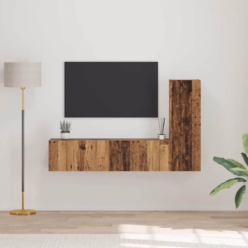 Set di 3 mobili porta TV moderni in legno multistrato color marrone per soggiorno, L/P/H: 60 x 30 x 30 cm – 2