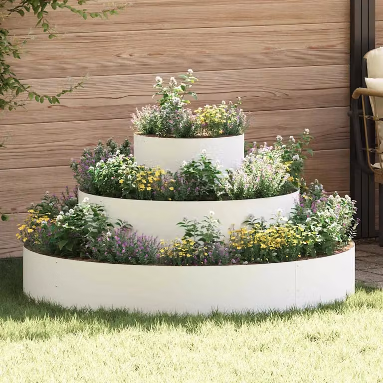 Vaso da giardino vidaXL in acciaio Bianco L: 120 cm, P: 120 cm, H: 20 cm