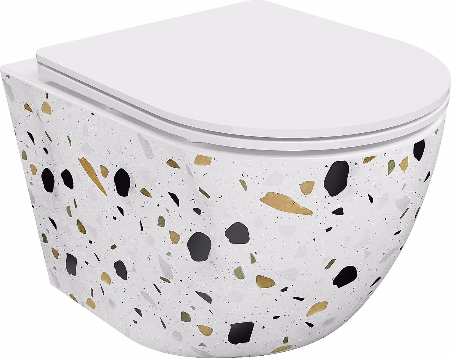 Mexen Lena vaso WC Rimless con sedile slim a chiusura rallentata, duroplast, pietra bianca terrazzo - 30224096
