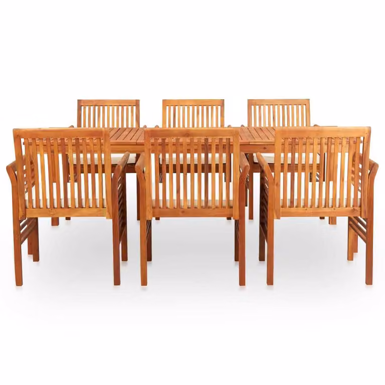 Set da Pranzo da Giardino 7 pz con Cuscini Massello di Acacia