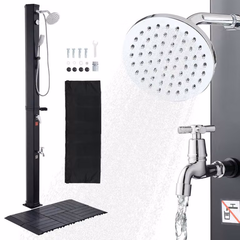 Doccia esterna da 40 litri - Doccia da giardino con rubinetto per mani e piedi - Materiale: PVC