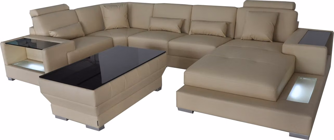 Ledersofa Wohnlandschaft Garnitur Design Modern Ecke Sofa U-Form G8023