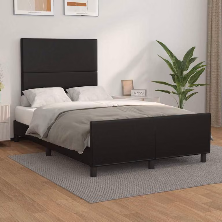 Giroletto con testiera vidaXL in similpelle nera, L 120 x P 200 cm