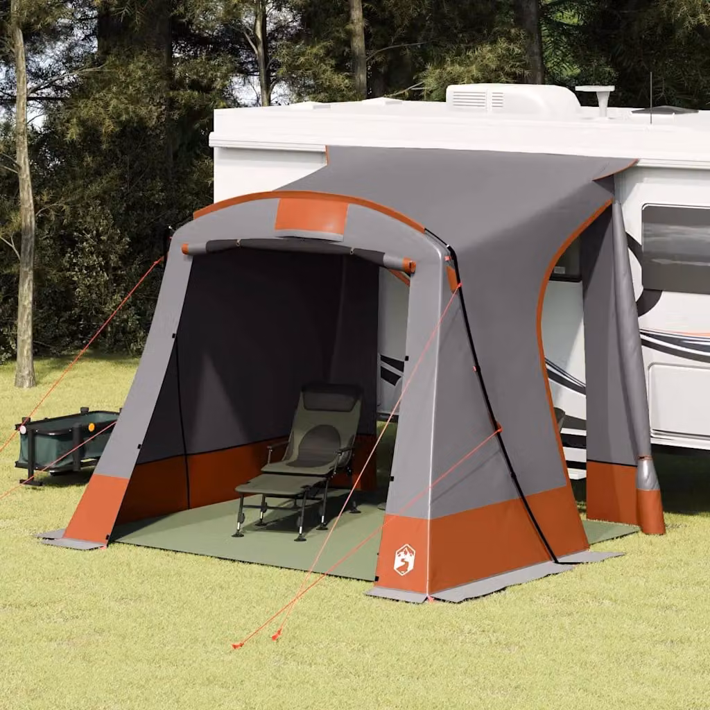 vidaXL Tenda per portellone posteriore Grigio e arancione con struttura in acciaio L/P/H: 285 x 255 x 245 x 21 cm