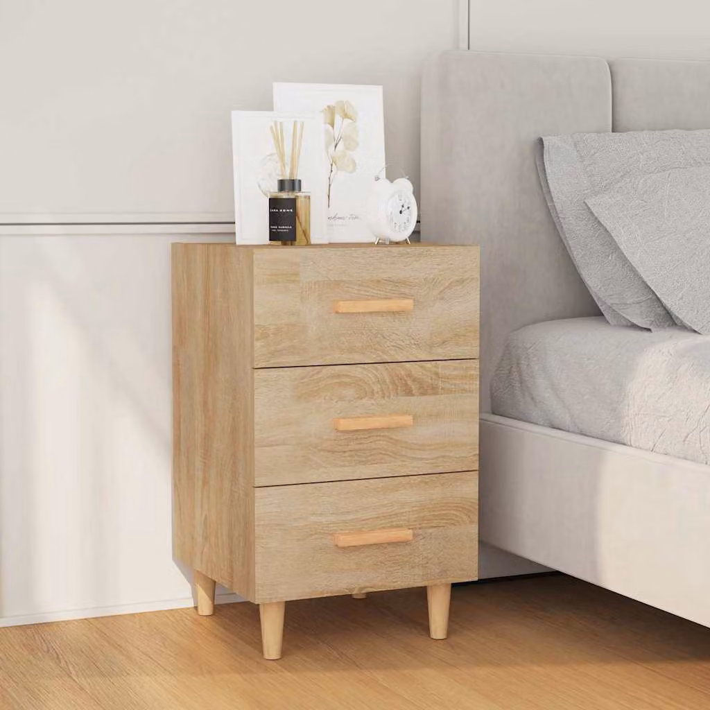 Comodino moderno vidaXL in legno Rovere Sonoma, L 40 cm x P 40 cm x H 66 cm