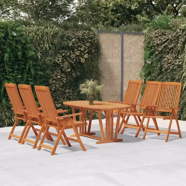 Set da Pranzo per Giardino 7 pz in Legno Massello di Eucalipto 3087342