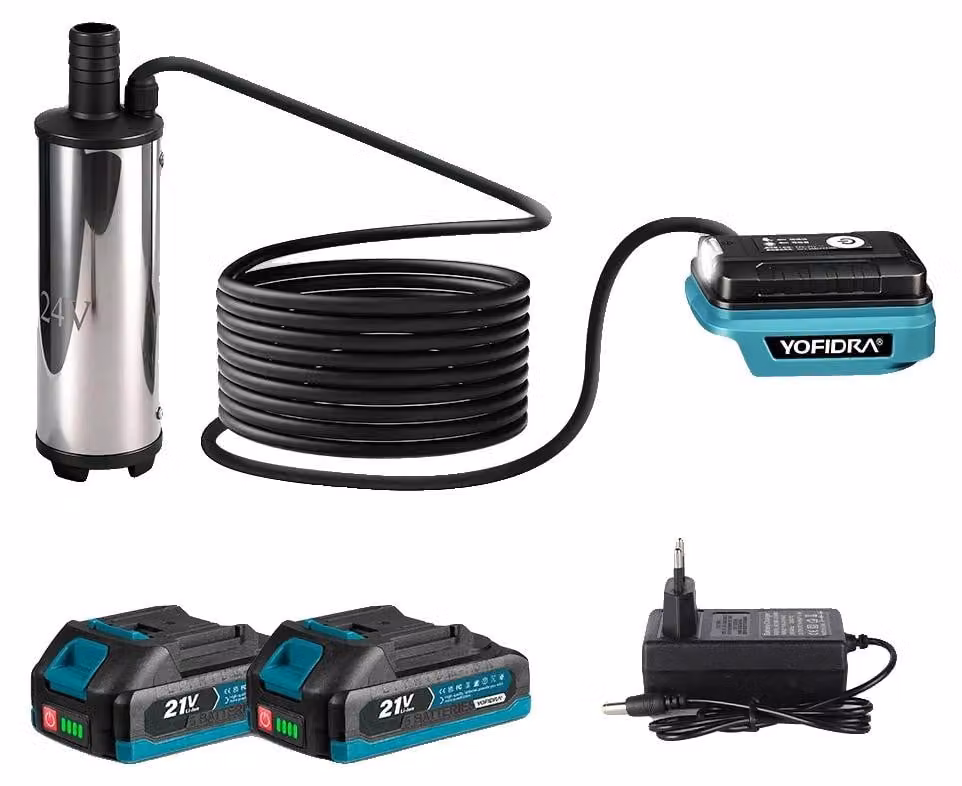 Pompa sommergibile per acque reflue, potenza 60W, portata 50-80L/min, 2 set di batterie