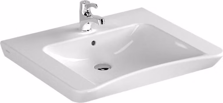 Waschtisch unterfahrbar 650 mm, mit Hahnloch, mit Überlauf, weiß