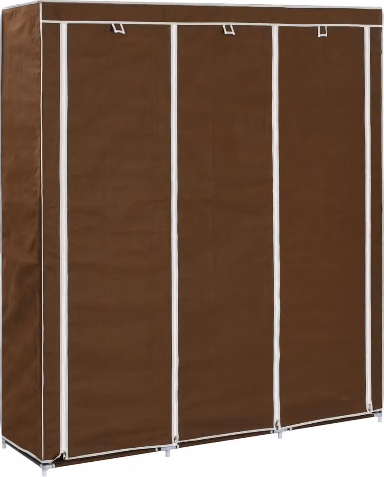 The Living Store Armadio con ripiani e aste Marrone 150x45x175cm Tessuto