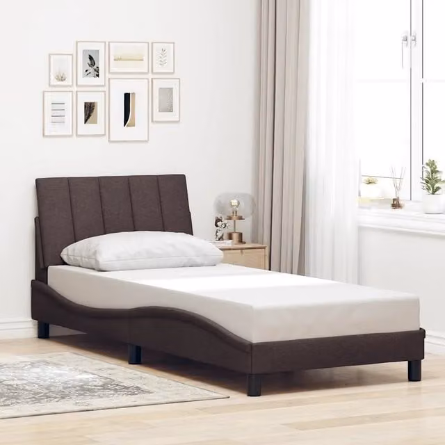Giroletto Hanko vidaXL senza materasso in tessuto marrone scuro 90x190 cm