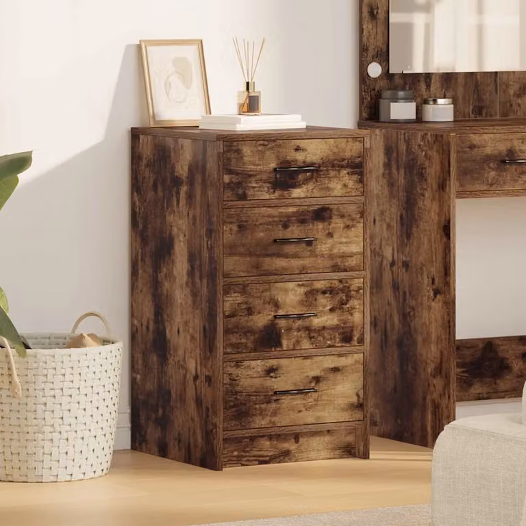 Credenza moderna vidaXL in legno ingegnerizzato MDF color rovere fumo, L 40 cm x P 41 cm x H 75 cm
