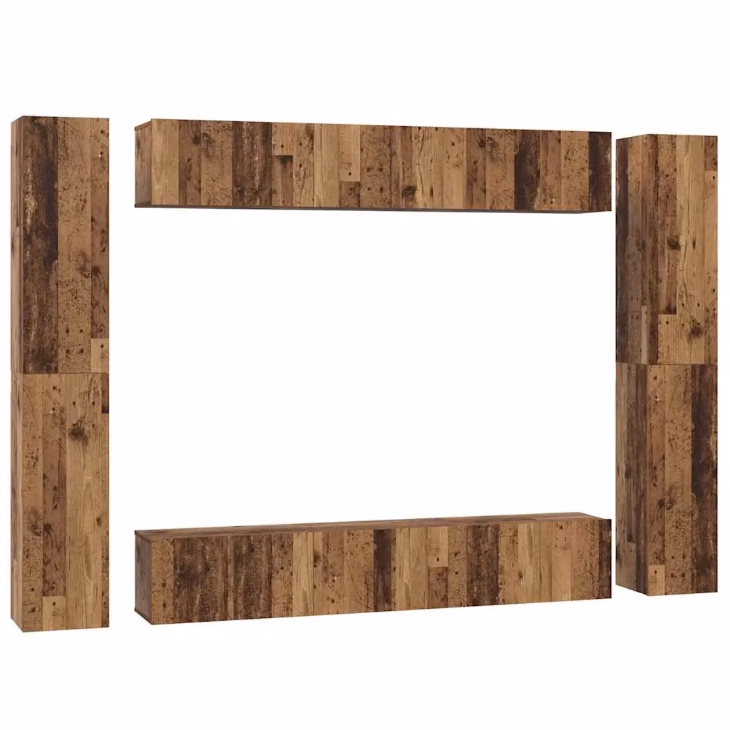 Set di 10 mobili TV vidaXL in legno effetto antico marrone per soggiorno – 2