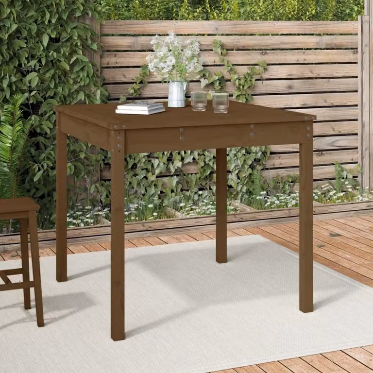 The Living Store Tavolo da giardino marrone miele 82,5x82,5x76 cm in legno di pino massiccio