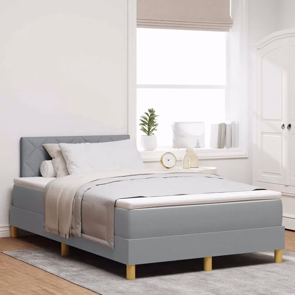 Letto moderno vidaXL con illuminazione LED sottostante e porta di ricarica USB, rivestimento in tessuto grigio, L/P: 120 x 200 cm – 1
